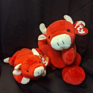 Ty Pillow Pal Red the Bull along with Ty Beanie Baby Snort